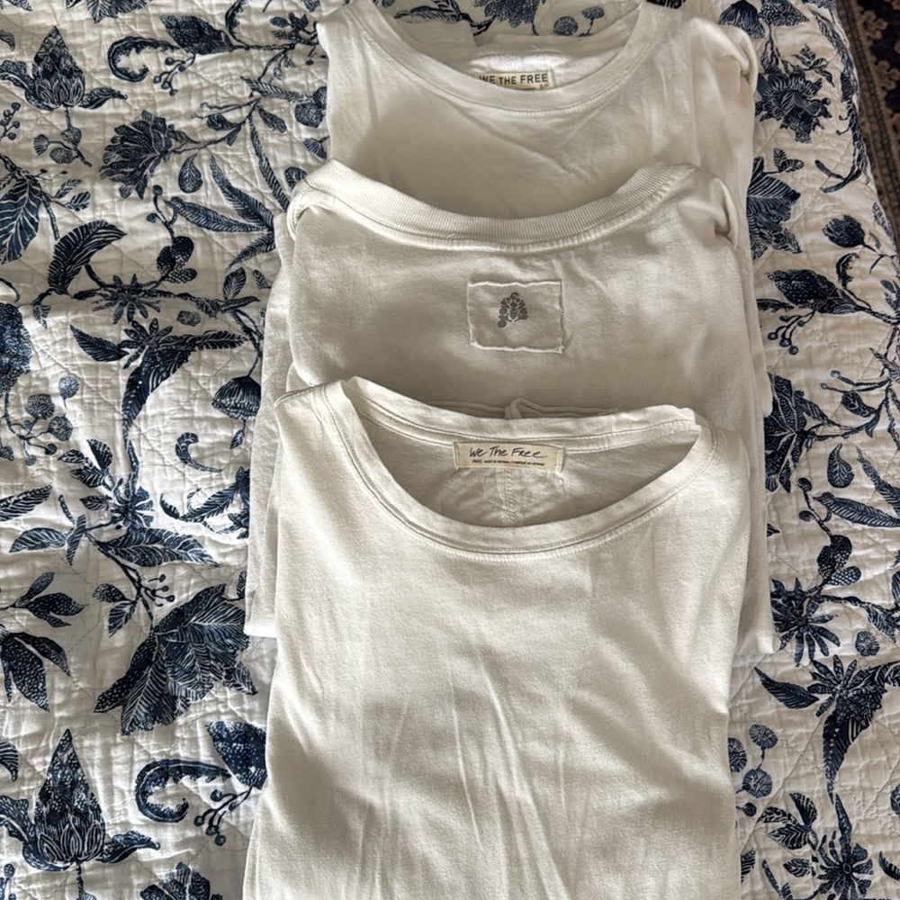 3 white free people t shirts